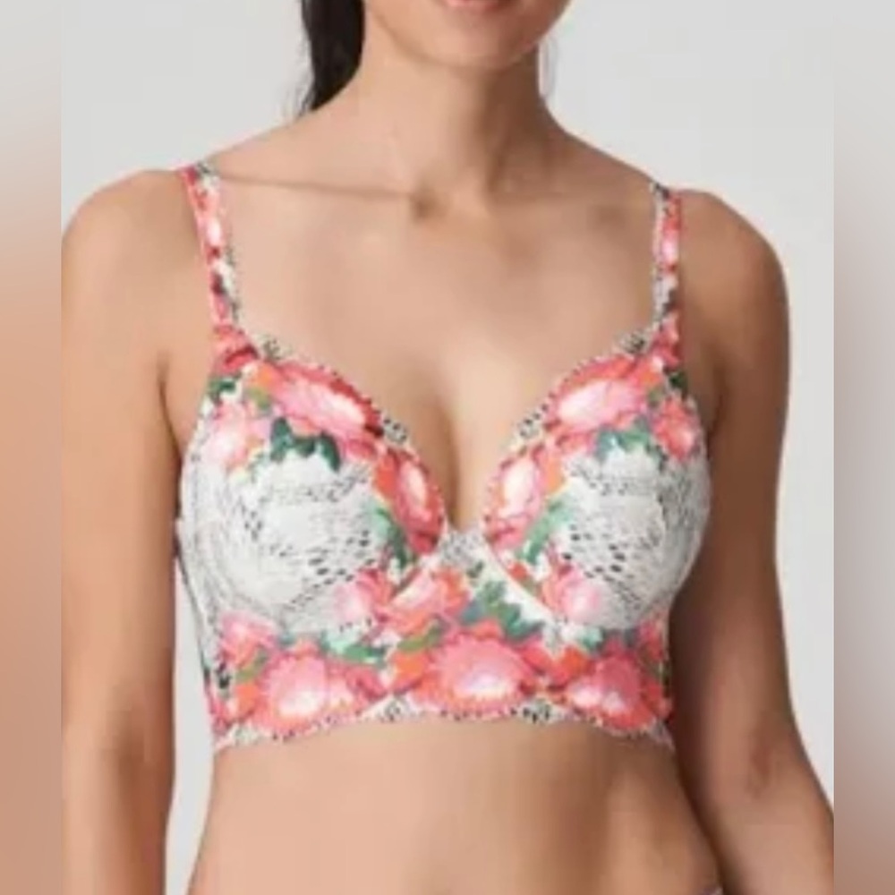 NWOT PD WHT/PNK Twist Long Bra, 30DDD *P1049